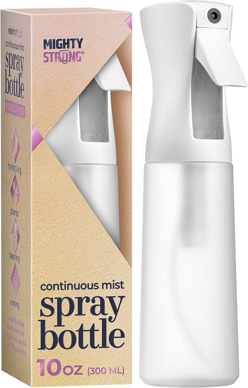 MIGHTY STRONG 10 OZ Continuous Spray Bottles - Ultra Fine Mist Sprayer | Water Spray Bottle For Hair Stuff, Mister Spray Bottle For Plants Mister | Hair Spray Bottles For Hairstyling, Cleaning, Salons - Image 1